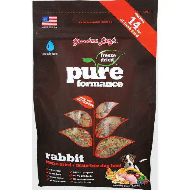 Pureformance Grain-Free Freeze-Dried Rabbit Dog Food, 10lb - Nutrition -  Grandma Lucy's