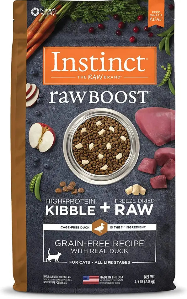 Raw Boost Grain Free Recipe with Real Duck Natural Dry Cat Food, 4.5 Lb -  Instinct